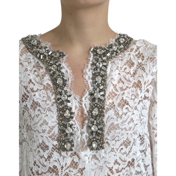 Dolce & Gabbana White Lace Crystal Embellished Shift Maxi Dress Gown NWT - Picture 2 of 6